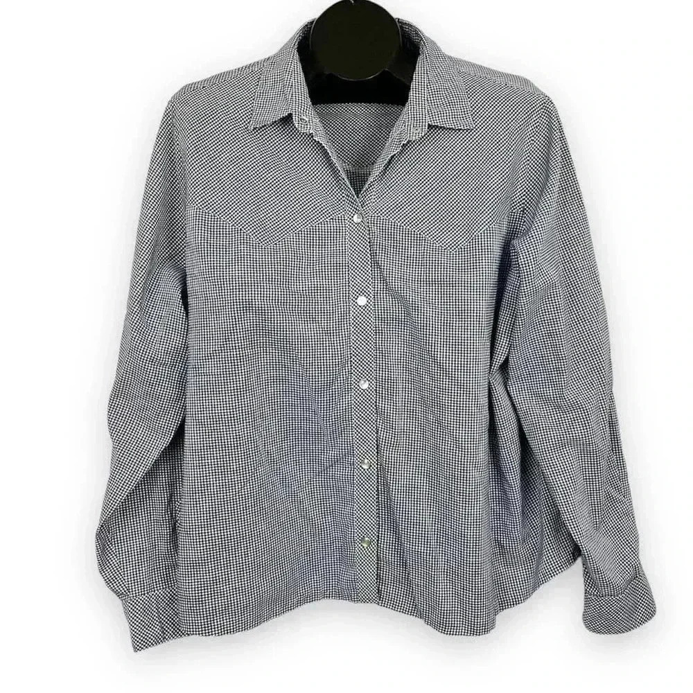 VTG Levi Strauss Button Down Shirt Checkered 42 Pearl Snap Mens Collared‎ 50's
